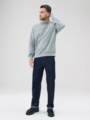 Grey Marl Crew Sweatshirt Heavyweight Garment Washed Crew Sweatshirt - Image 2 of 9