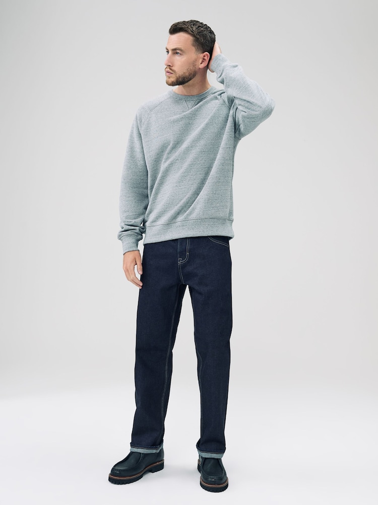 Grey Marl Crew Sweatshirt Heavyweight Garment Washed Crew Sweatshirt - Image 2 of 9