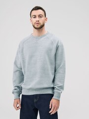 Grey Marl Crew Sweatshirt Heavyweight Garment Washed Crew Sweatshirt - Image 4 of 9