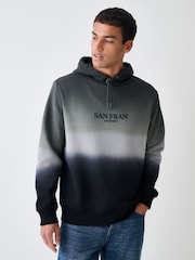 Bordado negro/blanco - Dip Dye Cotton Rich Jersey Hoodie - Imagen 1 de 7