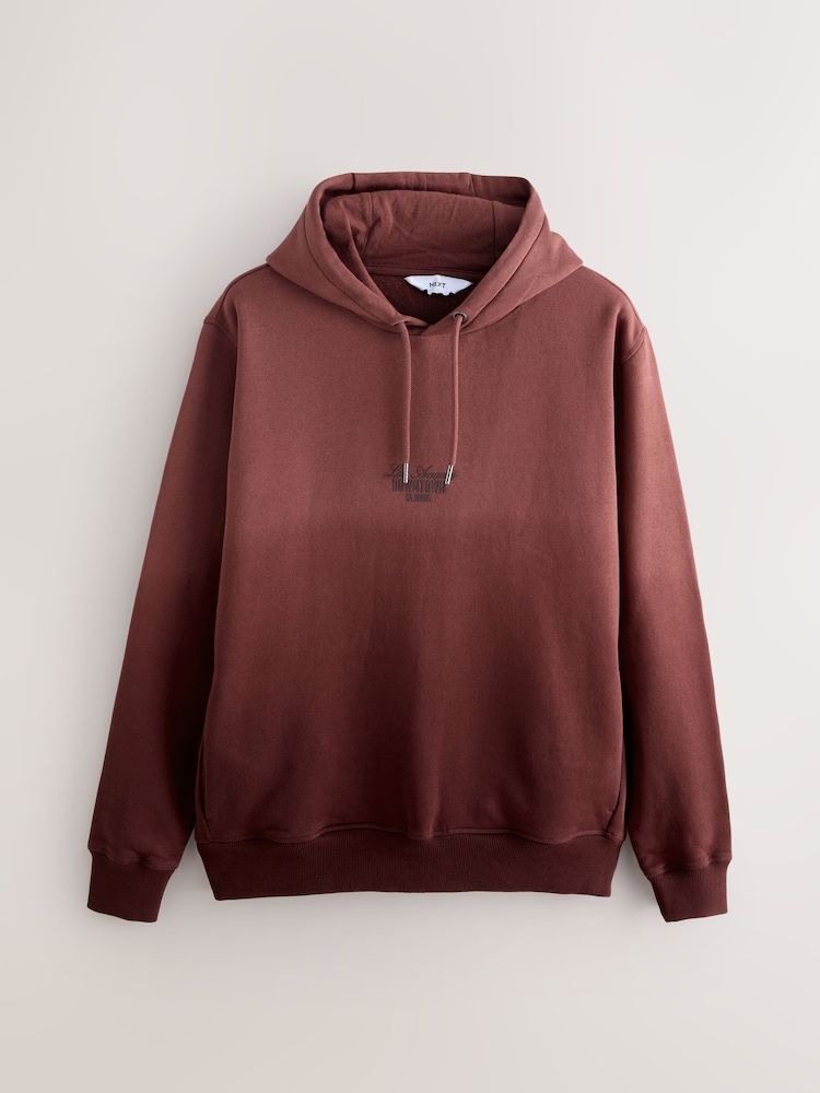 Burgundy Red Dip Dye Cotton Rich Jersey Hoodie - Image 1 of 3