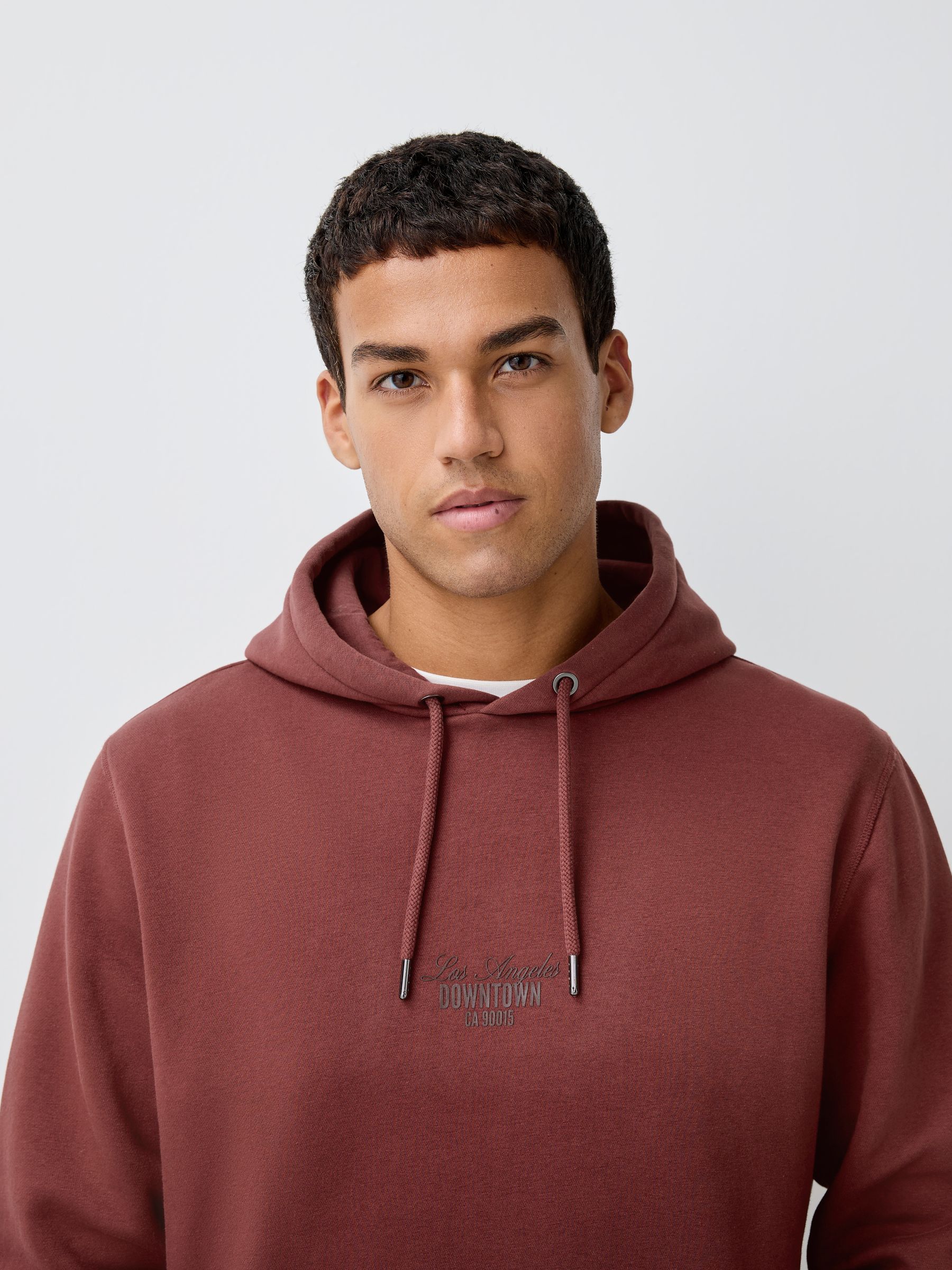 Buy Burgundy Red Embroidery Dip Dye Cotton Rich Jersey Hoodie from