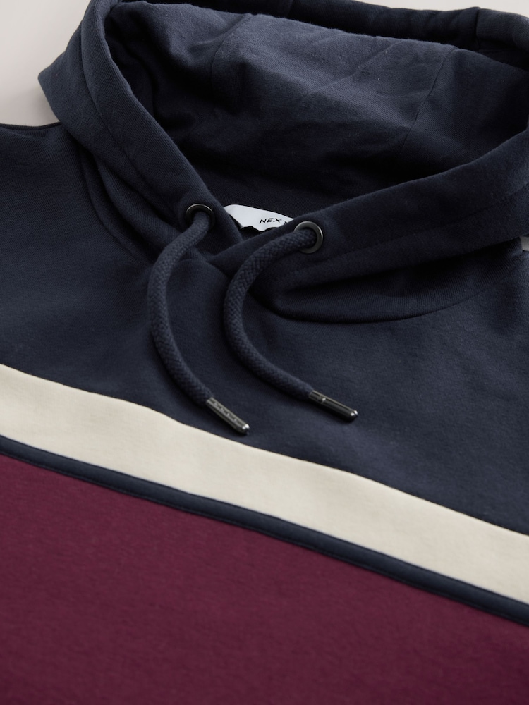 Burgandy Red/Navy Blue/Ecru White - Blociranje panela Hoodie - Slika 3 iz 3 Burgandy Red/Navy Blue/Ecru White - Blociranje panela Hoodie - Slika 3 iz 3