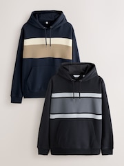 Navy Blue/Neutral Stone/Burgandy Red - Colour Blocking Overhead Hoodies 2 Pack - Slika 1 iz 9