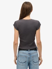 Superdry Grey Essential Square Neck Short Sleeve 100% Cotton T-Shirt - Image 2 of 6