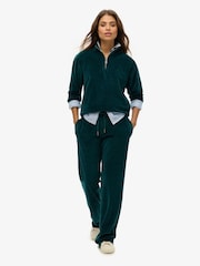 SUPERDRY Green Velour Wide Leg Joggers - Image 1 of 5