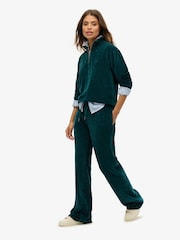 SUPERDRY Green Velour Wide Leg Joggers - Image 3 of 5