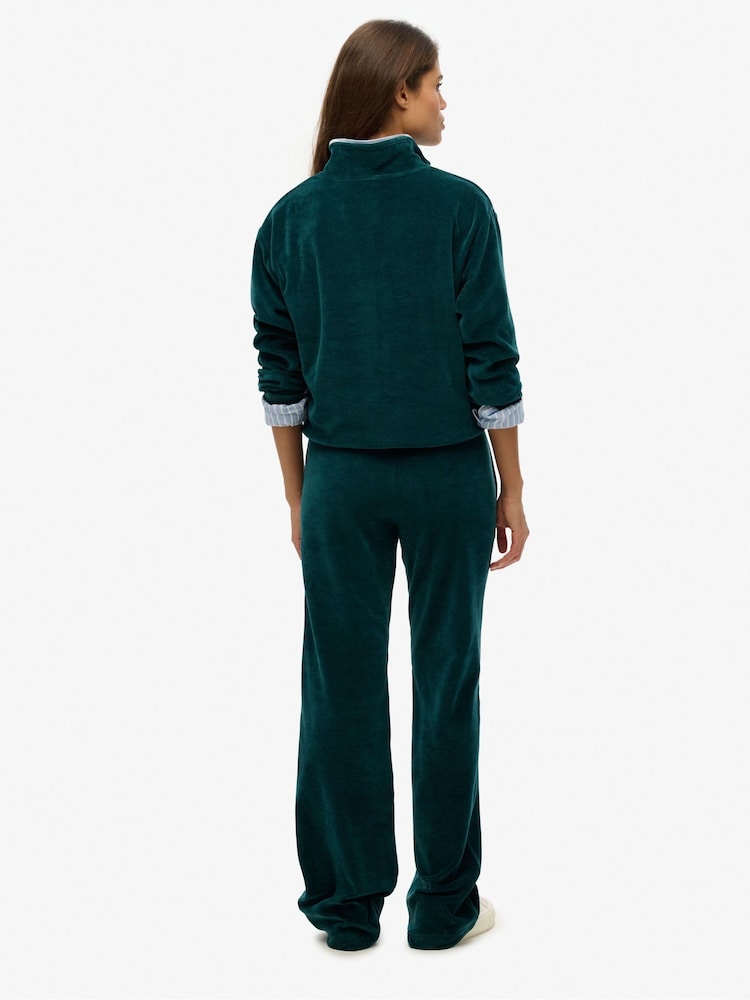Groen - SUPERDRY Velour Wide Leg Joggers - Image 4 of 5