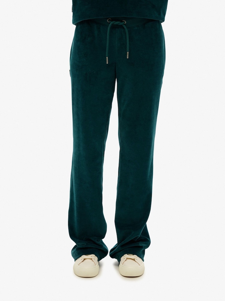 SUPERDRY Green Velour Wide Leg Joggers - Image 5 of 5