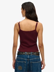Superdry Purple Athletic Essentials Embroidered Button 100% Cotton Cami Top - Image 2 of 6