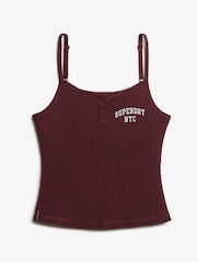 Superdry Purple Athletic Essentials Embroidered Button 100% Cotton Cami Top - Image 5 of 6