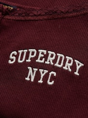 Superdry Purple Athletic Essentials Embroidered Button 100% Cotton Cami Top - Image 6 of 6