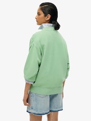 Superdry Green Lo-Fi Outdoor Mono Loose Crew 100% Cotton Sweat Tops - Image 2 of 4