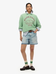 Superdry Green Lo-Fi Outdoor Mono Loose Crew 100% Cotton Sweat Tops - Image 3 of 4