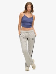 Superdry Grey Athletic Essentials Stripe Flare 100% Cotton Joggers - Image 1 of 5