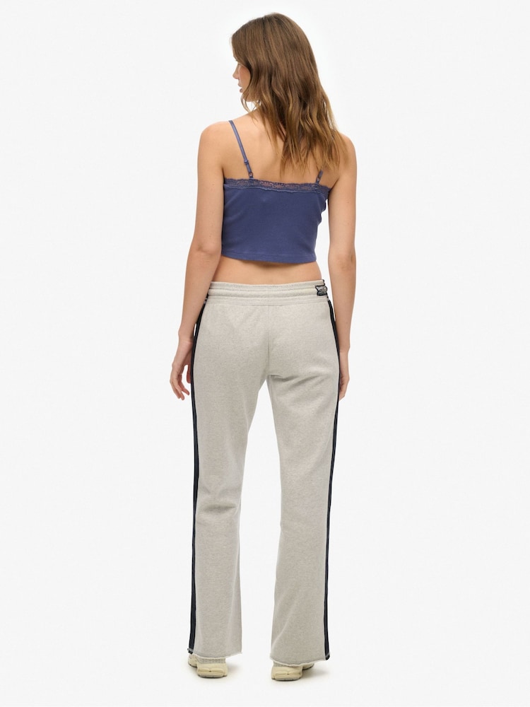 Superdry Grey Athletic Essentials Stripe Flare 100% Cotton Joggers - Image 4 of 5