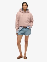 Superdry Pink Venue Metallic Relaxed 100% Cotton Hoodie - Image 3 of 4