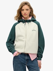 Superdry Cream 100% Cotton Essential Logo Osz Raglan Hoodie - Image 1 of 4