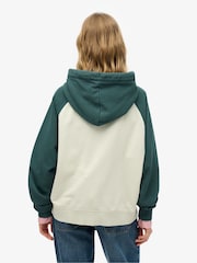 Superdry Cream 100% Cotton Essential Logo Osz Raglan Hoodie - Image 2 of 4