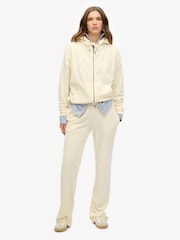SUPERDRY Cream Velour Wide Leg Joggers - Image 1 of 5