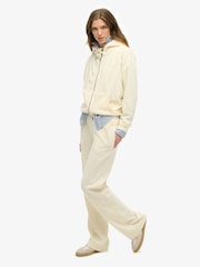 SUPERDRY Cream Velour Wide Leg Joggers - Image 3 of 5