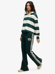 Superdry Green Athletic Essentials Stripe Flare 100% Cotton Joggers - Image 3 of 5