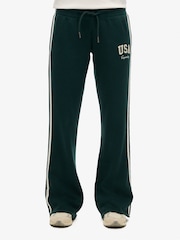 Superdry Green Athletic Essentials Stripe Flare 100% Cotton Joggers - Image 4 of 5