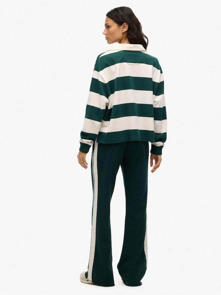 Superdry Green Athletic Essentials Stripe Flare 100% Cotton Joggers - Image 5 of 5