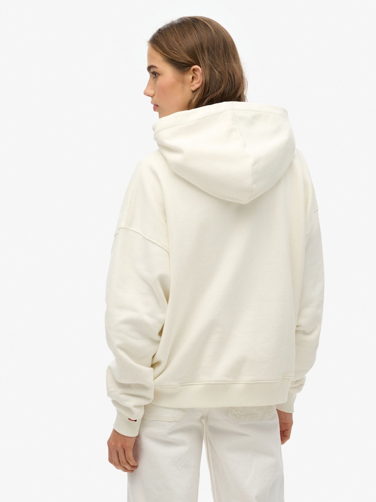 Superdry White Neo Trad Tattoo Relaxed 100% Cotton Hoodie - Image 2 of 4