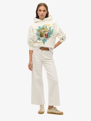 Superdry White Neo Trad Tattoo Relaxed 100% Cotton Hoodie - Image 3 of 4