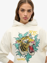 Superdry White Neo Trad Tattoo Relaxed 100% Cotton Hoodie - Image 4 of 4