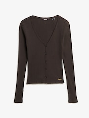 Superdry Brown 100% Cotton Essential Button Long Sleeve Top - Image 5 of 5