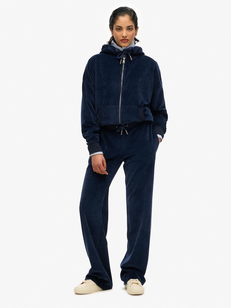 Azul - SUPERDRY Velour Wide Leg Joggers - Imagen 1 de 5
