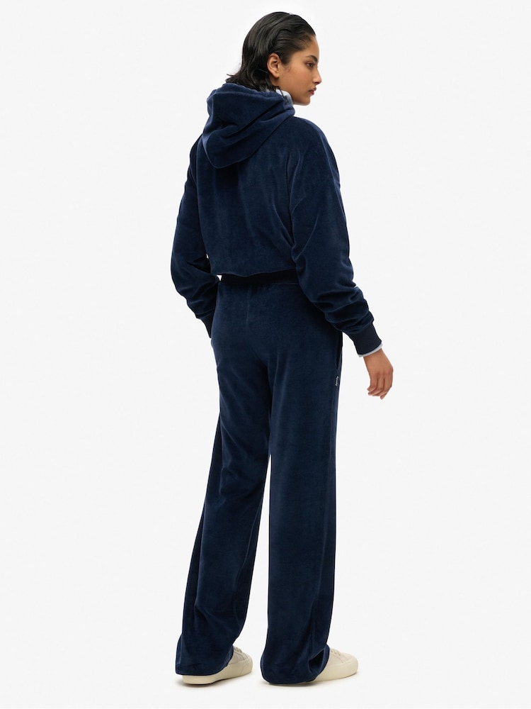 Blauw - SUPERDRY Velour Wide Leg Joggers - Image 4 of 5