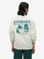 Superdry Cream Lo-Fi Outdoor Mono Loose Crew 100% Cotton Sweatshirt - Image 2 of 4