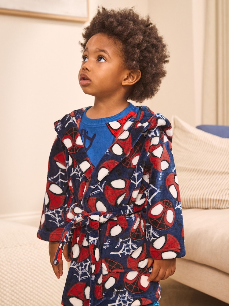 Navy Spiderman Fleece License Robe (12mths-10yrs) - Image 2 of 7