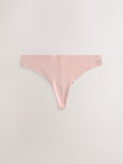 Black/Cream/Pink Thong Cotton Blend No VPL Knickers 7 Pack - Image 6 of 13
