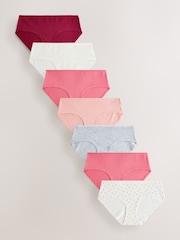 Berry/Pink Short Cotton Rich Knickers 7 Pack - Image 1 of 10