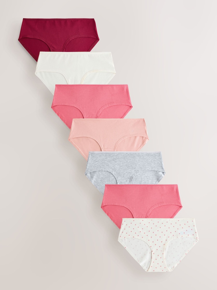 Berry/Pink Short Cotton Rich Knickers 7 Pack - Image 1 of 10 Berry/Pink Short Cotton Rich Knickers 7 Pack - Image 1 of 10