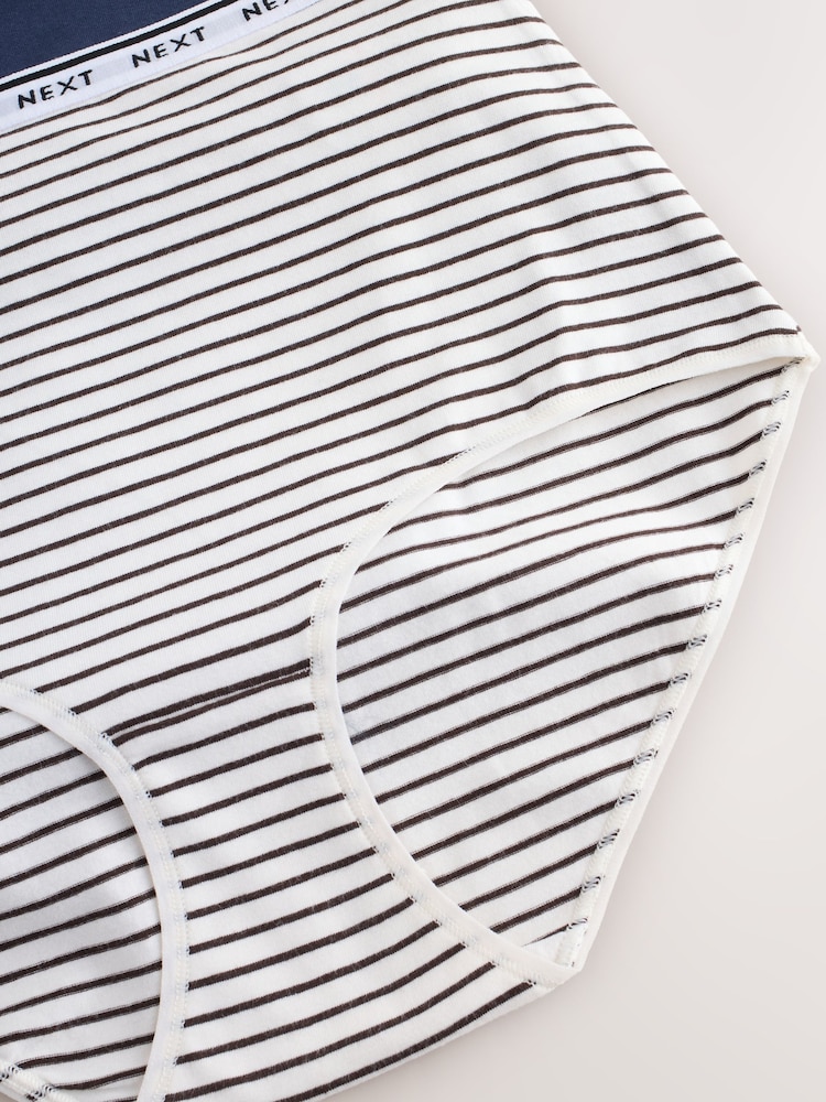 Navy/Chocolate Stripe Full Brief Cotton Logo Knickers 7 Pack - Image 13 of 13 Navy/Chocolate Stripe Full Brief Cotton Logo Knickers 7 Pack - Image 13 of 13