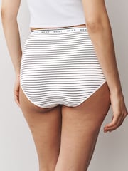 Navy/Chocolate Stripe Full Brief Cotton Logo Knickers 7 Pack - Image 3 of 13