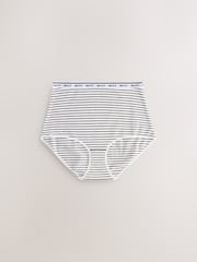 Navy/Chocolate Stripe Full Brief Cotton Logo Knickers 7 Pack - Image 8 of 13