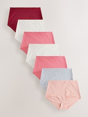Berry/Pink Full Brief Cotton Rich Knickers 7 Pack - Image 1 of 10