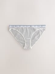Navy/Chocolate Stripe High Leg Cotton Logo Knickers 7 Pack - Image 11 of 13