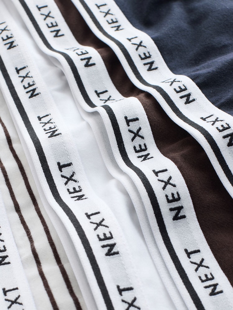 Navy/Chocolate Stripe High Leg Cotton Logo Knickers 7 Pack - Image 13 of 13 Navy/Chocolate Stripe High Leg Cotton Logo Knickers 7 Pack - Image 13 of 13