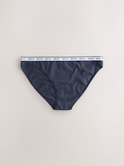 Navy/Chocolate Stripe High Leg Cotton Logo Knickers 7 Pack - Image 6 of 13