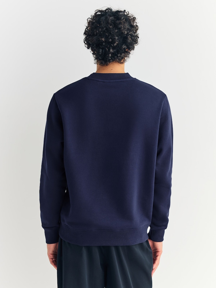 Navy Blue Rudolph Graphic Pattern Christmas Crew Sweatshirt - Image 2 of 5