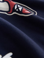 Navy Blue Rudolph Graphic Pattern Christmas Crew Sweatshirt - Image 4 of 5
