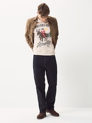 Ecru White Western Graphic Pattern Christmas Crew Sweatshirt - Image 4 of 8