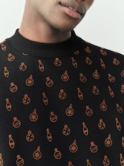 Black/Gold Crew Sweatshirt Pattern Christmas Crew Sweatshirt - Image 4 of 7
